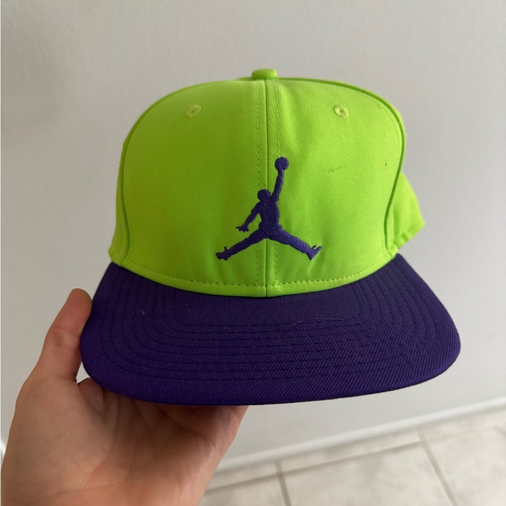 Air Jordan Neon Green and Purple Cap